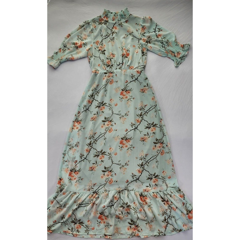 Baltic Born Dress Small Green Sage and Rose Marie Mock Neck Maxi Floral Lined